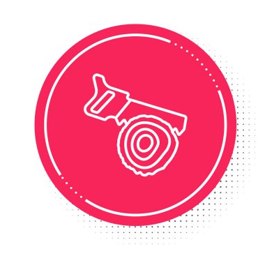 Beyaz çizgili El beyaz arka planda izole edilmiş bir günlük simgesi gördü. Kırmızı daire düğmesi. Vektör