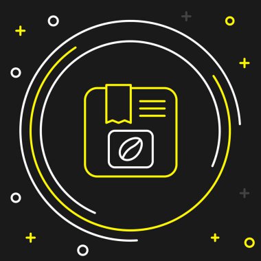 Siyah arka planda izole kahve çekirdeği ikonu çizgisi. Renkli taslak konsepti. Vektör