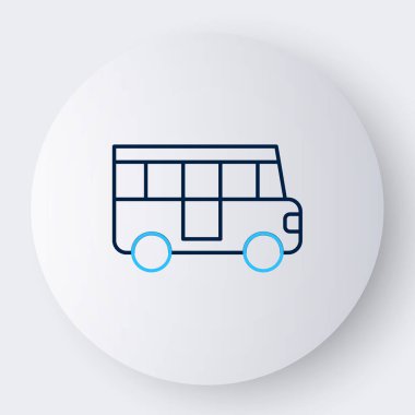 Satır Okul Otobüsü simgesi beyaz arkaplanda izole edildi. Toplu taşıma sembolü. Renkli taslak konsepti. Vektör