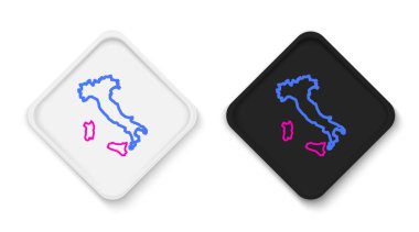 İtalya Çizgi Haritası simgesi beyaz arkaplanda izole edildi. Renkli taslak konsepti. Vektör