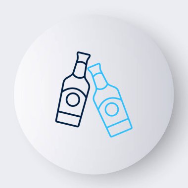 Çizgi bira şişesi simgesi beyaz arkaplanda izole edildi. Renkli taslak konsepti. Vektör