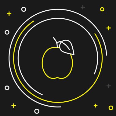 Erikli meyve çizgisi simgesi siyah arkaplanda izole edildi. Renkli taslak konsepti. Vektör