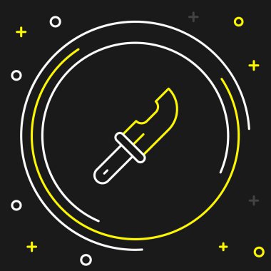 Çizgi Avcısı bıçak ikonu siyah arka planda izole edildi. Ordu bıçağı. Renkli taslak konsepti. Vektör