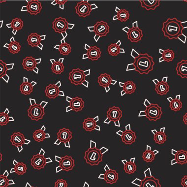 Çizgi Madalyası simgesi siyah arkaplanda izole edilmiş. Kazanan sembol. Vektör