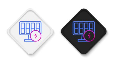 Beyaz arka planda izole edilmiş çizgi güneş enerjisi simgesi. Renkli taslak konsepti. Vektör