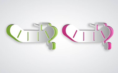 Kağıt kesiği şişme bot ve dış motor ikonu gri arka planda izole. Kağıt sanatı tarzı. Vektör