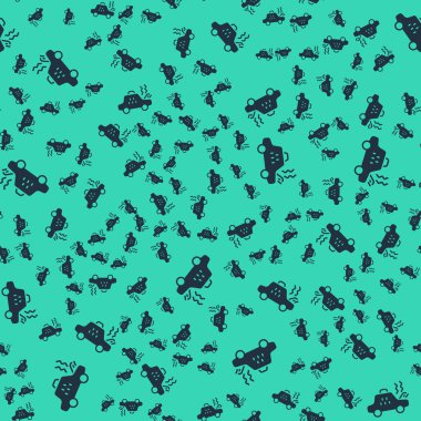 Siyah kırık taksi arabası ikonu yeşil arka planda izole edilmiş pürüzsüz desen. Vektör