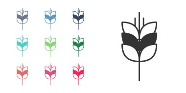 Beyaz zemin üzerinde pirinç, buğday, mısır, yulaf, çavdar ve arpa ikonu bulunan siyah tahıllar. Buğday ekmeği sembolleri. Simgeleri renklendirin. Vektör