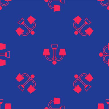 Kırmızı Avize simgesi mavi arkaplanda izole edilmiş kusursuz desen. Vektör