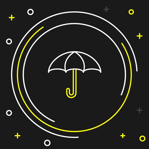 Line Regenschirm Symbol Isoliert Auf Schwarzem Hintergrund Versicherungskonzept Wasserdichtes Symbol — Stockvektor