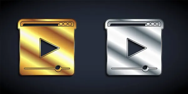 Gold Und Silber Online Spielen Video Symbol Isoliert Auf Schwarzem — Stockvektor