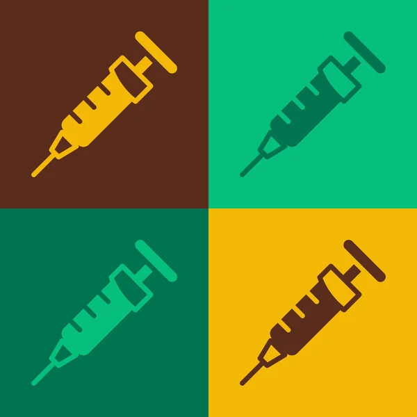 Pop Art Injekční Stříkačka Ikona Izolované Barevném Pozadí Injekční Stříkačka — Stockový vektor