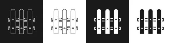 Set Tuinhek Houten Icoon Geïsoleerd Zwart Witte Achtergrond Vector — Stockvector