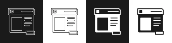 Setzen Sie Das Browserfenster Symbol Isoliert Auf Schwarzem Und Weißem — Stockvektor