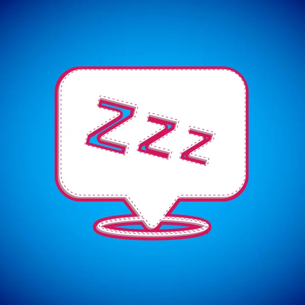 White Sleepy Ikona Izolované Modrém Pozadí Ospalá Zzzz Mluvící Bublina — Stockový vektor