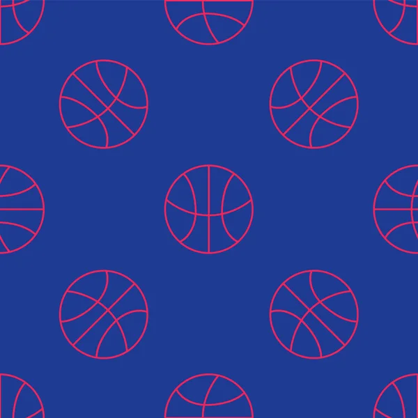 Rotes Basketballsymbol Isoliert Nahtloses Muster Auf Blauem Hintergrund Sport Symbol — Stockvektor