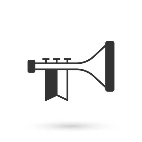 Grijze Trompet Pictogram Geïsoleerd Witte Achtergrond Muziekinstrument Vector — Stockvector