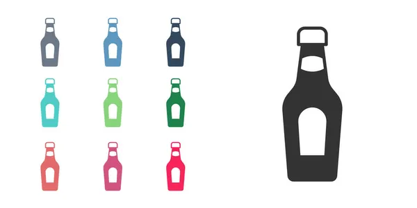 Ikone Der Schwarzen Sektflasche Isoliert Auf Weißem Hintergrund Frohe Weihnachten — Stockvektor