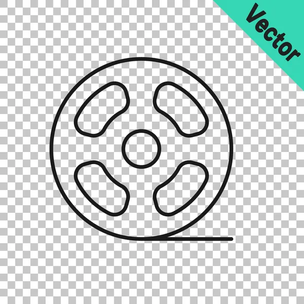 Black Line Filmspule Symbol Isoliert Auf Transparentem Hintergrund Vektor — Stockvektor