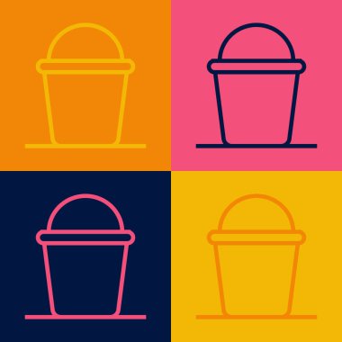 Pop Art Line Bucket simgesi renk arkaplanında izole edildi. Vektör