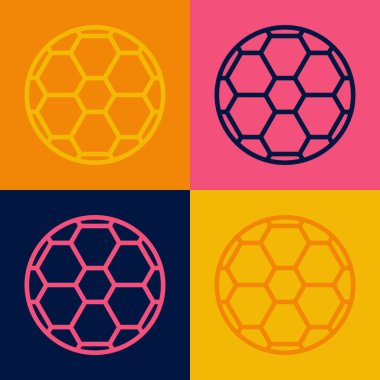 Pop Art Line Futbol topu ikonu renk arkaplanında izole edildi. Spor malzemeleri. Vektör