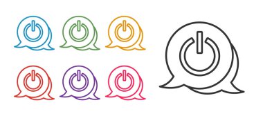 Satır Güç simgesini beyaz arkaplanda izole et. Başlat işareti. Simgeleri renklendirin. Vektör