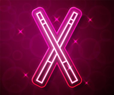 Parlayan neon hattı kırmızı arkaplanda izole edilmiş bilardo işaretleri simgesini geçti. Vektör