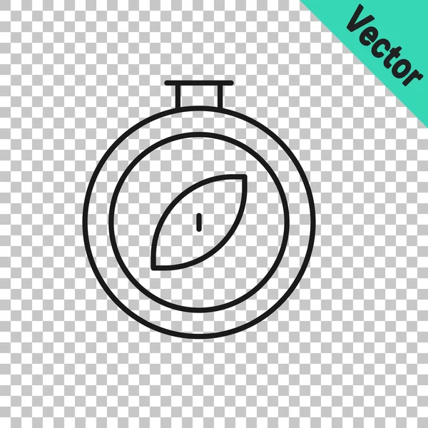 Schwarze Linie Kompass Symbol Isoliert Auf Transparentem Hintergrund Windrose Navigationssymbol — Stockvektor