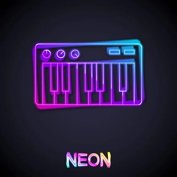 Leuchtendes Neon Line Musik Synthesizer Symbol Isoliert Auf Schwarzem Hintergrund — Stockvektor