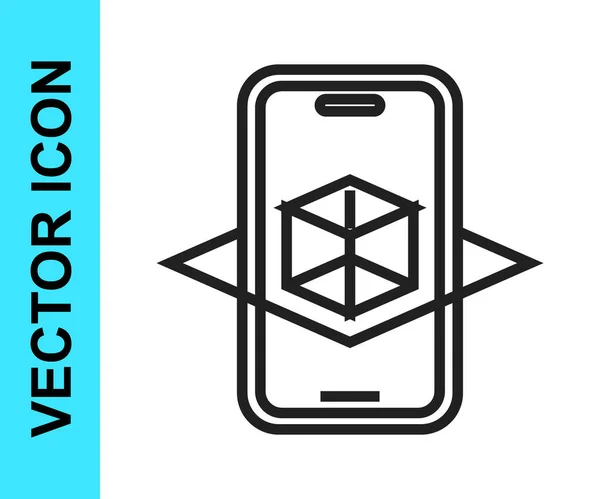 Schwarze Linie Modellierungssymbol Isoliert Auf Weißem Hintergrund Augmented Reality Oder — Stockvektor