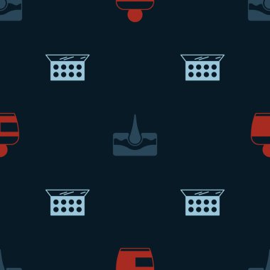 Krem ya da losyon kozmetik tüpü, insan saç kökü ve aynalı makyaj tozu, kusursuz desenli. Vektör