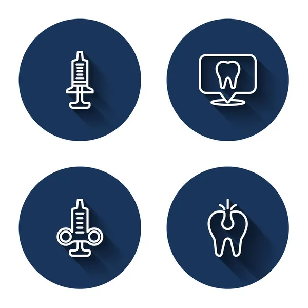 Fije Jeringa Línea Ubicación Clínica Dental Diente Roto Con Sombra — Archivo Imágenes Vectoriales