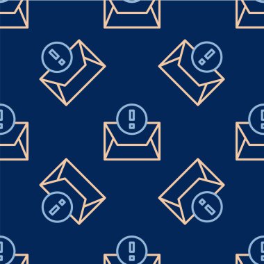 Satır Zarfı simgesi mavi arkaplanda izole edilmiş kusursuz desen. Mesaj konsepti alındı. Yeni, e-posta gelen mesaj, SMS. Posta servisi. Vektör