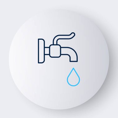 Line Water musluk simgesi beyaz arkaplanda izole edildi. Renkli taslak konsepti. Vektör