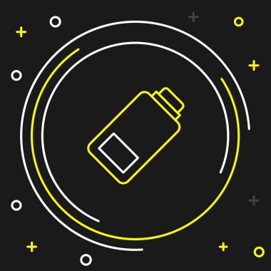 Çizgi Batarya şarj seviyesi göstergesi simgesi siyah arkaplanda izole edildi. Renkli taslak konsepti. Vektör