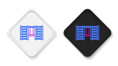 Beyaz arka planda izole edilmiş İsveç tahta duvar simgesi. İsveç merdivenleri. Renkli taslak konsepti. Vektör