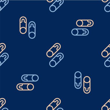 Klasik kapalı çelik iğne ikonu mavi arka planda izole edilmiş pürüzsüz desen. Vektör