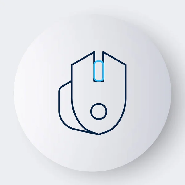 Ligne Ordinateur souris icône de jeu isolé sur fond blanc. Optique avec symbole de roue. Concept de contour coloré. Vecteur — Image vectorielle