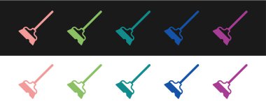 Paspas simgesini siyah beyaz arkaplanda izole et. Temizlik hizmeti konsepti. Vektör