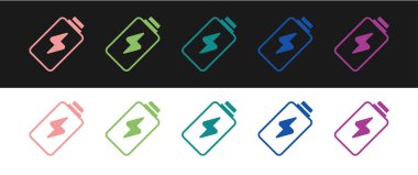 Batarya şarj seviyesindeki gösterge simgesini siyah ve beyaz arkaplanda izole et. Vektör