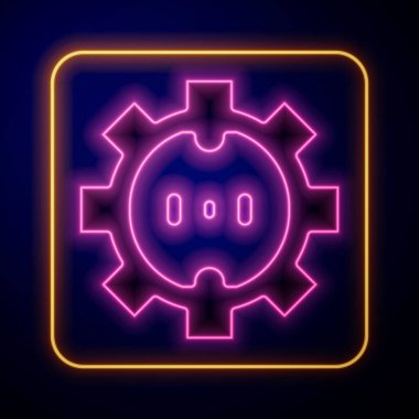 Parlayan neon elektrik çıkış simgesi siyah arkaplanda izole edildi. Elektrik prizi. Rosette sembolü. Vektör