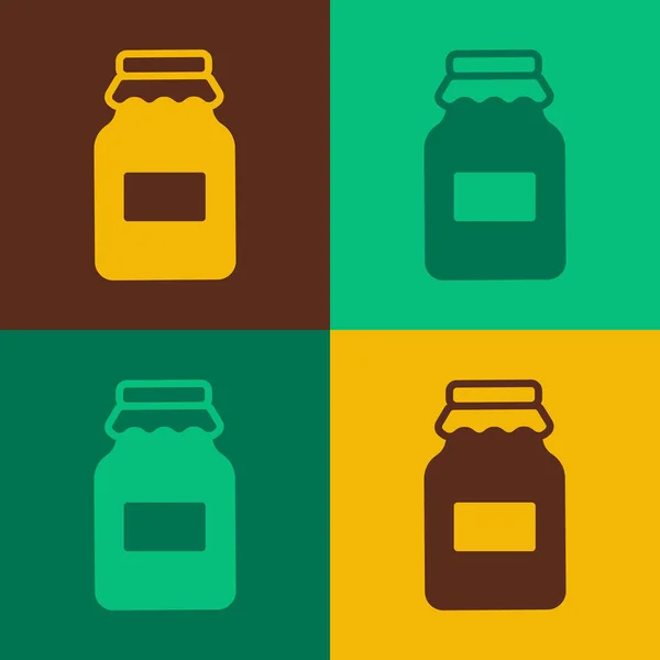 Pop art Jar de mel ícone isolado no fundo de cor. Banco de alimentos. Doce símbolo de comida natural. Vetor — Vetor de Stock