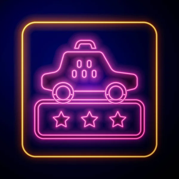 Izzó neon Taxi szolgáltatás minősítés ikon elszigetelt fekete alapon. Vektor — Stock Vector