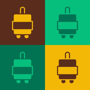 Seyahat simgesi için Pop Art Bavulu renk arkaplanında izole edildi. Seyahat bagaj tabelası. Seyahat bagaj ikonu. Vektör