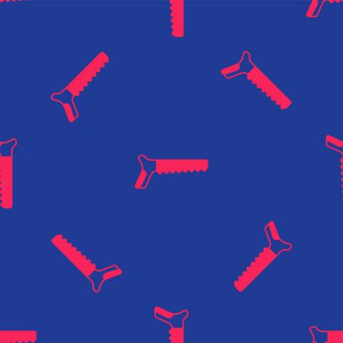 Kırmızı El mavi arka planda izole edilmiş bir ikon gördü. Vektör