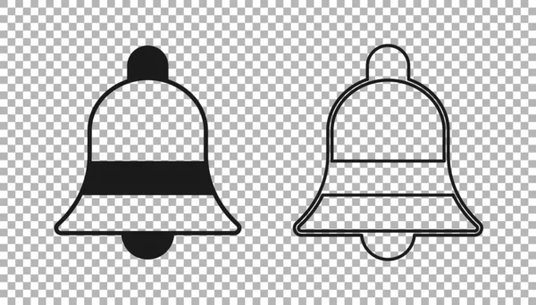 Black Timbre icono de campana aislado sobre fondo transparente. Símbolo de alarma, campana de servicio, señal de timbre, símbolo de notificación. Vector — Archivo Imágenes Vectoriales