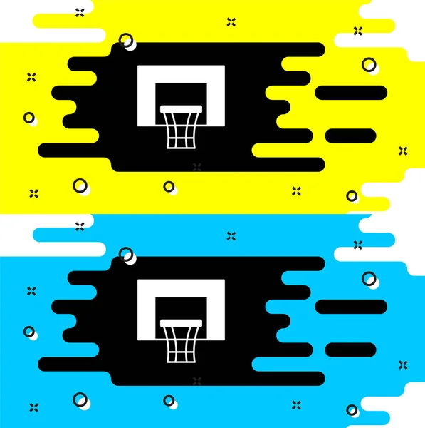 Icono de tablero de baloncesto blanco aislado sobre fondo negro. Vector — Vector de stock