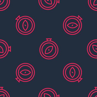 Kırmızı çizgi pusula simgesi siyah arkaplanda izole edilmiş. Rüzgâr yön bulma sembolü. Rüzgar gül işareti. Vektör