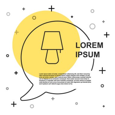 Beyaz arkaplanda siyah çizgi masa lambası simgesi izole edildi. Gece lambası. Rastgele dinamik şekiller. Vektör