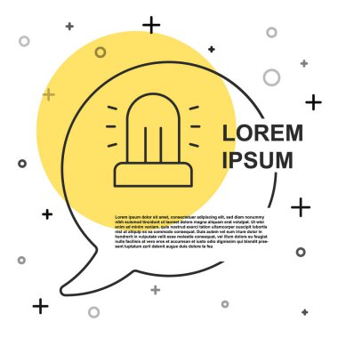 Siyah çizgi Flasher siren simgesi beyaz arkaplanda izole edildi. Acil durum sireni. Rastgele dinamik şekiller. Vektör